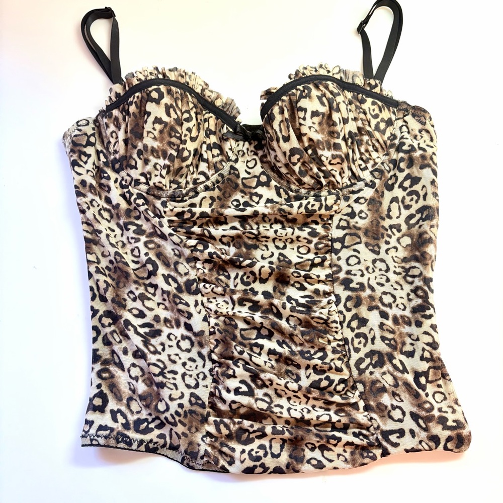 Sophie & Me Leopard Print Bustier SZ 36C Underwire Coquette